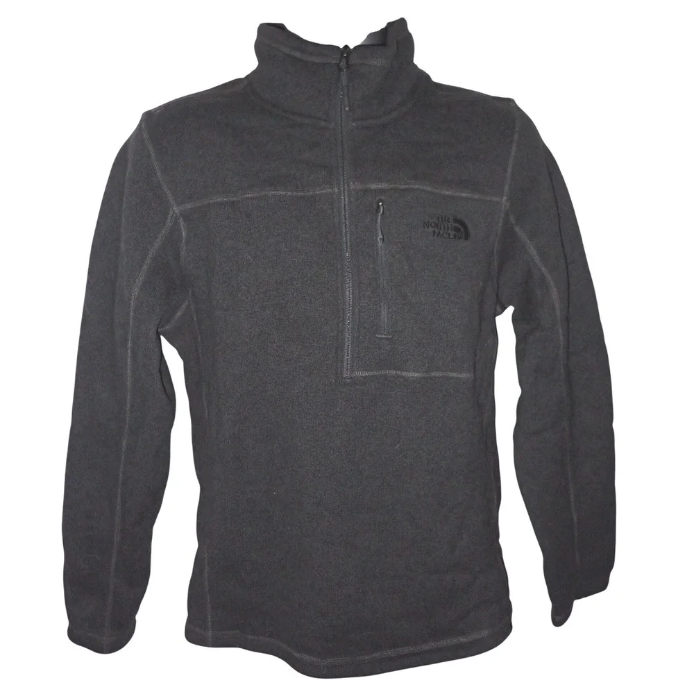 The North Face Mens Gordon Lyons Quarter Zip Fleece Pullover Charcoal Gray Sz M